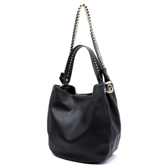 BLACK BOSS LADY VEGAN LEATHER HOBO BAG - Picture 5 of 7